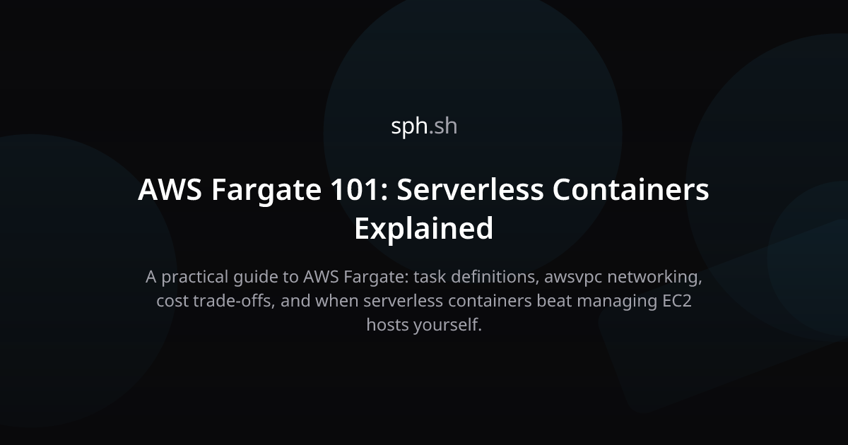 AWS Fargate 101: Serverless Containers Explained | sph.sh