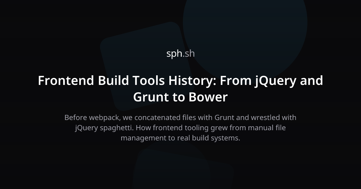 Jquery Spaghetti Frontend Build Tools History: From jQuery and Grunt to Bower | sph.sh
