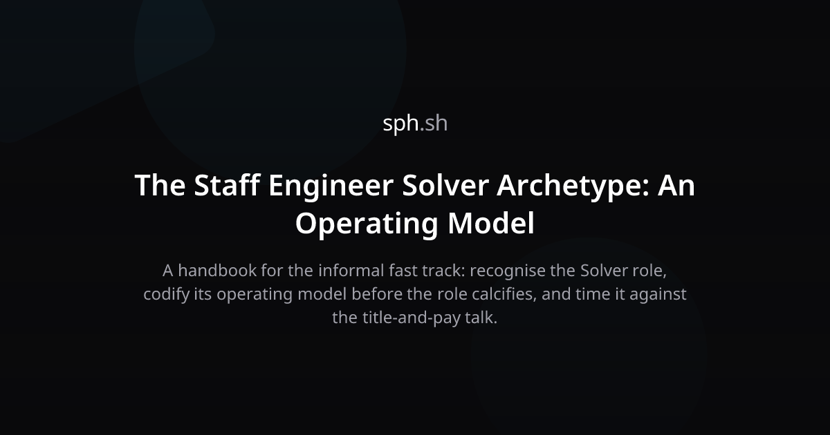 The Staff Engineer Solver Archetype: An Operating Model | sph.sh